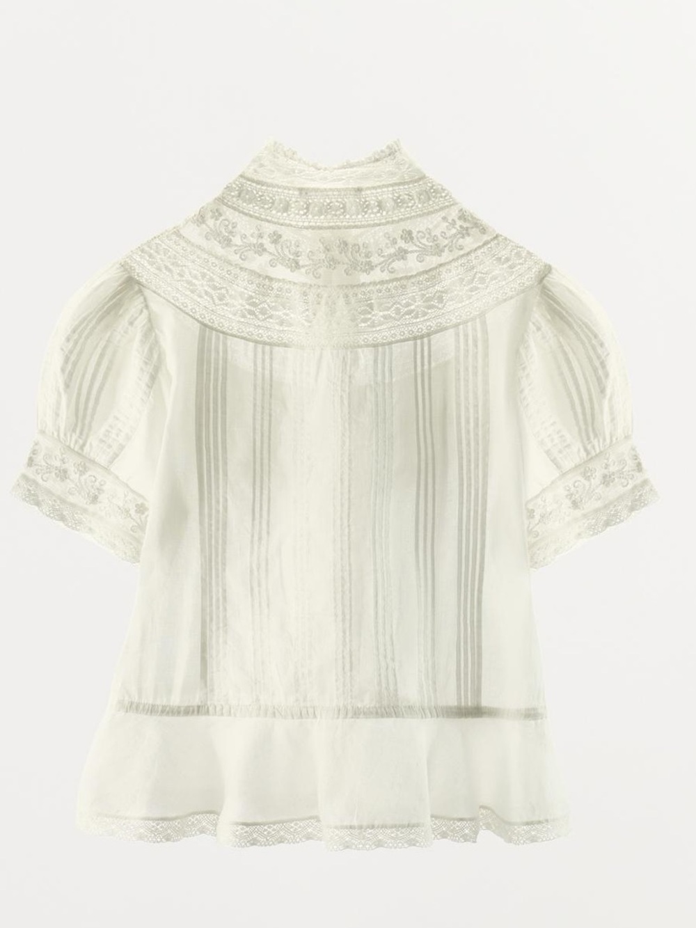 EMBROIDERED LACE PLEATED BLOUSE 5416/101/251
Zara Cream Lace-Trim Victorian - Picture 8 of 14